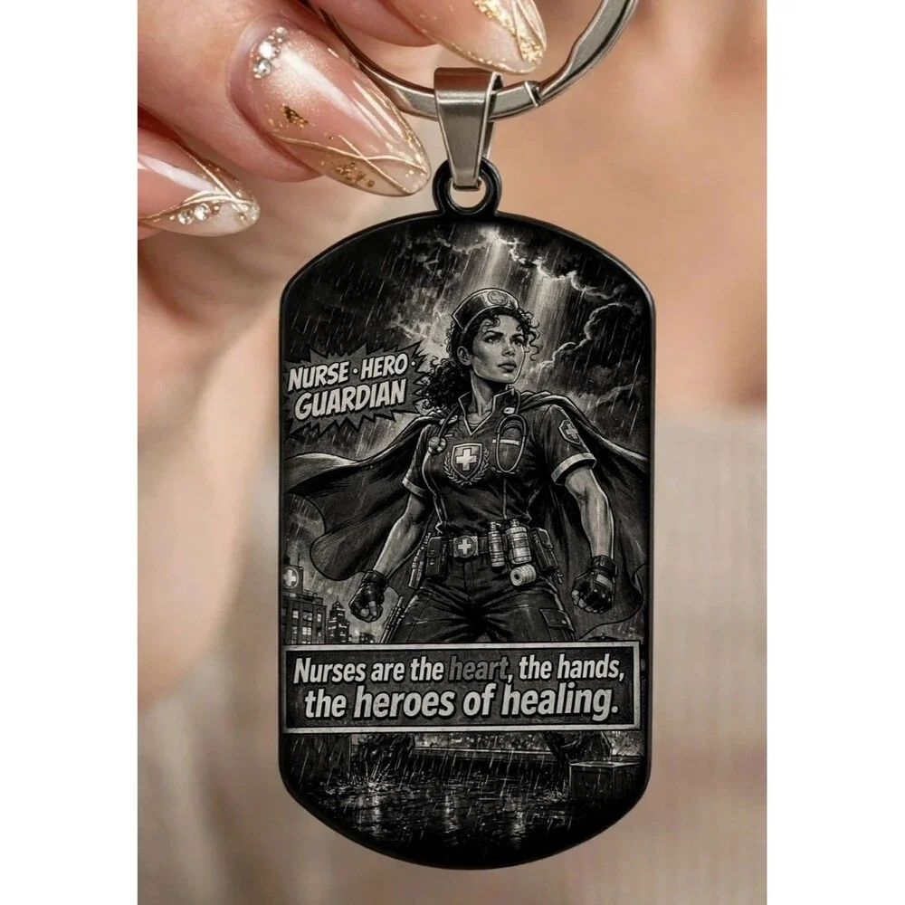 Super Hero Wear Scrubs Nurse Stainless Keychain Hospital Doctors Save Life Love